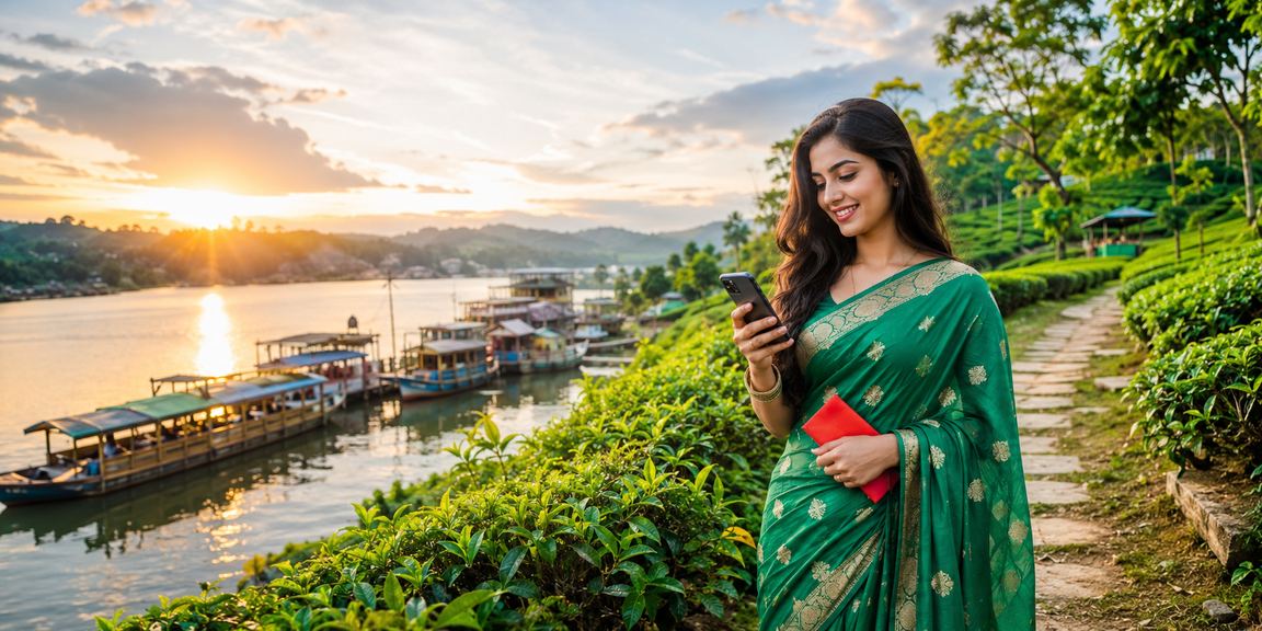 রাঙামাটির উৎসবে FK777 বোনাস রেড এনভেলপ ও সাড়ি পরিহিত আনন্দিত খেলোয়াড়